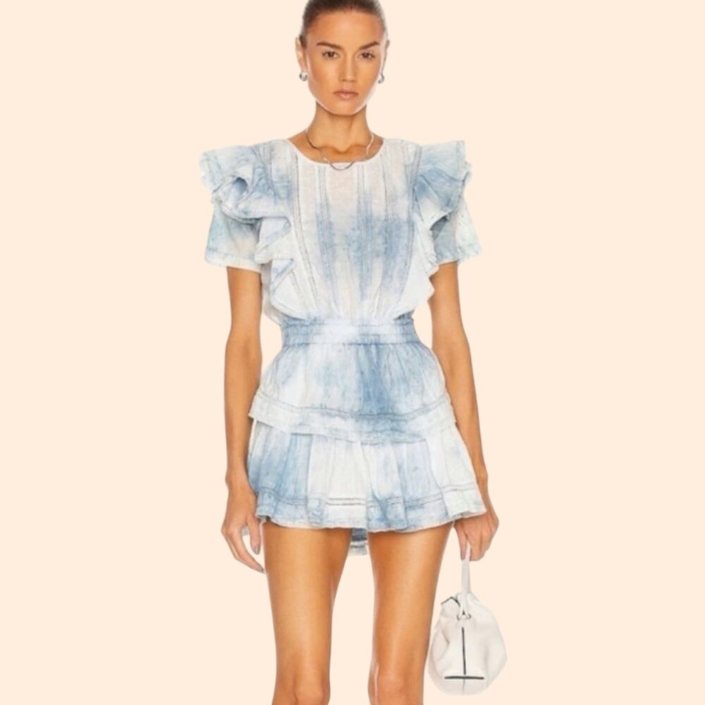 LoveShackFancy Natasha Dress Tie Dye Blue